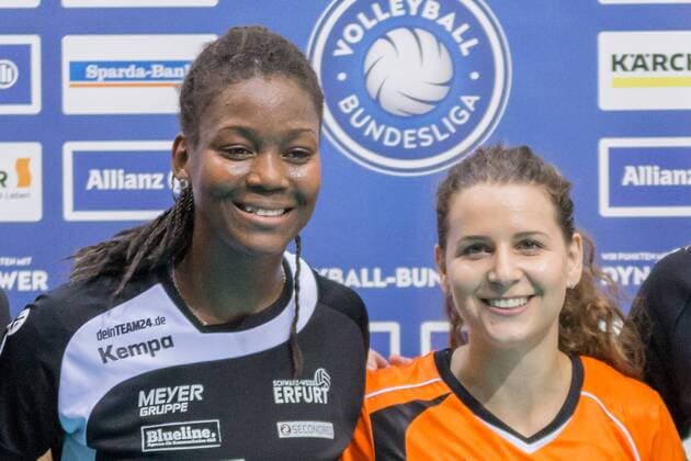 v li Erika Mercado Chavez Black White Erfurt 7 silver Teodora Pusic Alliance MTV Stuttgart 11 Libero gold Most Valuable Player Volleyball 1 Bundesliga Women Alliance MTV Stuttgart Schwarzweiß Erfurt xprx
