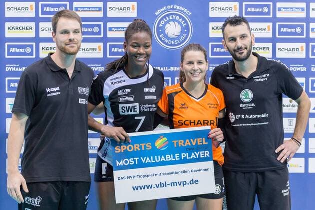 v li Jonas Kronseder Black White Erfurt Coach Erika Mercado Chavez Black White Erfurt 7 silver Teodora Pusic Alliance MTV Stuttgart 11 Libero gold Giannis Athanasopoulos Alliance MTV Stuttgart Coach Most Valuable Player Volleyball 1 Bundesliga Women Alliance MTV Stuttgart Schwarzweiß Erfurt xprx