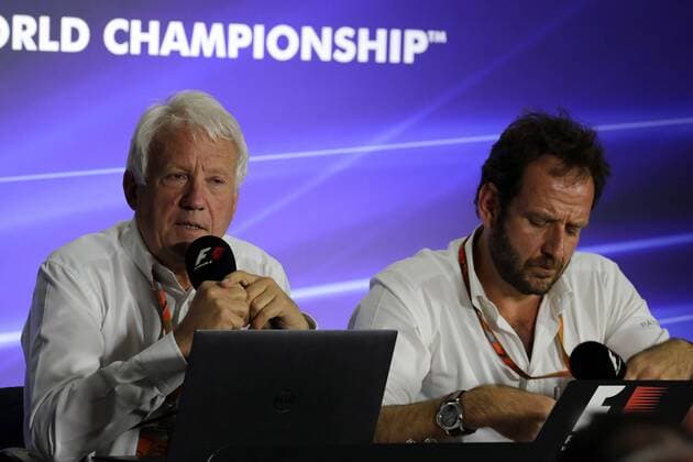 26.10.2017 - Charlie Whiting (GBR) FIA Delegate and Matteo Bonciani (ITA) FIA Media Delegate in an FIA press conference PK Pressekonferenz regarding track limits. Mexican Grand Prix, Mexico City 26 - 29 October 2017 26.10.2017 - Charlie Whiting (GBR) FIA Delegate and Matteo Bonciani (ITA) FIA Media Delegate in an FIA Press Conference regarding track limits. 