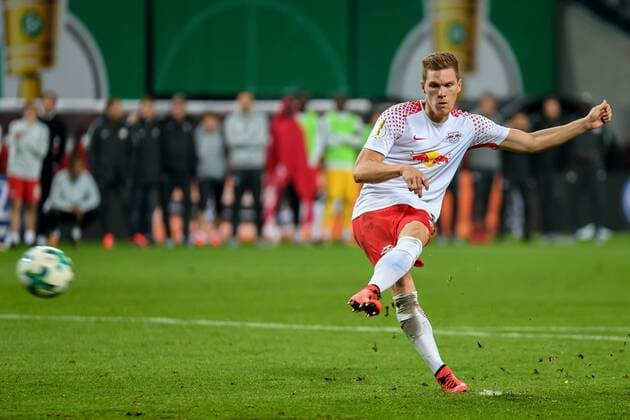 Marcel Halstenberg RB Leipzig 23 Appointed by penalty Football DFB Pokal RB Leipzig FC Bayern Munich xslx