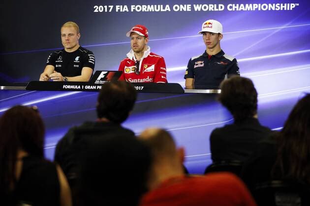 Motorsports: FIA Formula One World Championship WM Weltmeisterschaft 2017, Grand Prix of Mexico, 77 Valtteri Bottas (FIN, Mercedes AMG Petronas F1 Team), 5 Sebastian Vettel (GER, Scuderia Ferrari), 10 Pierre Gasly (FRA, Scuderia Toro Rosso), Mexico-City Mexico