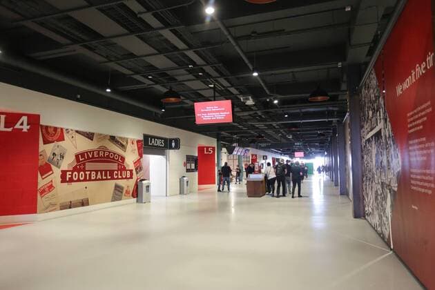 PXL_Anfield football stadium 15.10.2017., Liverpool, England - Anfield is a football stadium which has a seating capacity of 54,074 making it the sixth largest football stadium in England. It has been the home of Liverpool F.C. since their formation in 1892. It was originally the home of Everton F.C. from 1884 to 1891. The stadium has four stands: the Spion Kop, Main Stand, The Centenary Stand (later to be renamed The Kenny Dalglish Stand) and Anfield Road.  LukaxStanzl PIXSELL