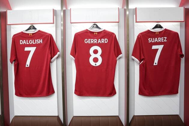 PXL_Anfield football stadium 15.10.2017., Liverpool, England - Anfield is a football stadium which has a seating capacity of 54,074 making it the sixth largest football stadium in England. It has been the home of Liverpool F.C. since their formation in 1892. It was originally the home of Everton F.C. from 1884 to 1891. The stadium has four stands: the Spion Kop, Main Stand, The Centenary Stand (later to be renamed The Kenny Dalglish Stand) and Anfield Road. Locker room.  LukaxStanzl PIXSELL