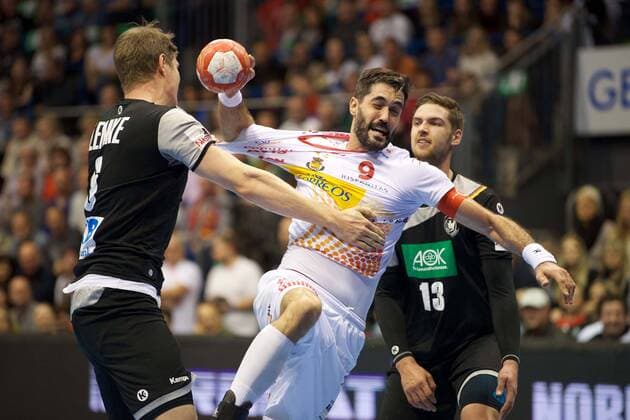 Handball Magdeburg 28 10 2017 Internationals National Team DHB Germany GER Spain ESP ENTRERRIOS Raul Spain No 09 Finn Lemke Germany No 06 li Hendrik Pekeler Germany No 13