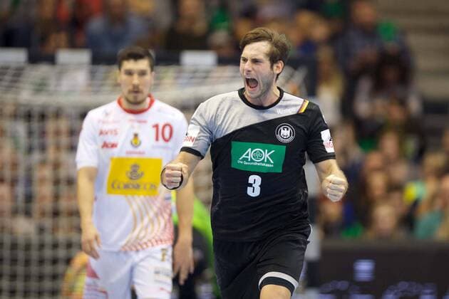 Handball Magdeburg 28 10 2017 Internationals National Team DHB Germany GER Spain ESP Uwe Gensheimer Germany No 03 Jubilation