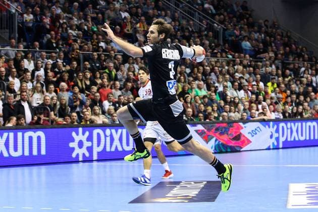 Uwe Gensheimer Germany Handball International Match Germany vs Spain in GETEC Arena in Magdeburg Action Germany Handball Men Men 28 10 2017