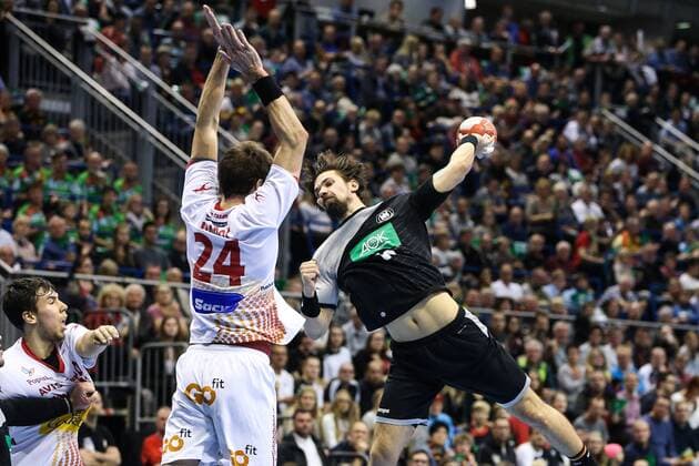 Fabian Wiede Germany Handball International Match Germany vs Spain in GETEC Arena in Magdeburg Promotion Germany Handball Male Men 28 10 2017