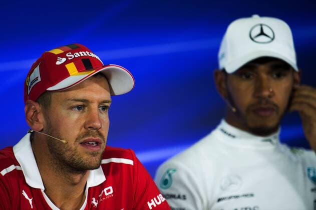 28.10.2017 - Qualifying, press conference PK Pressekonferenz Sebastian Vettel (GER) Scuderia Ferrari SF70H and Lewis Hamilton (GBR) Mercedes AMG F1 W08 Mexican Grand Prix, Mexico City 26 - 29 October 2017 28.10.2017 - Qualifying, Press conference, Sebastian Vettel (GER) Scuderia Ferrari SF70H and Lewis Hamilton (GBR) Mercedes AMG F1 W08 