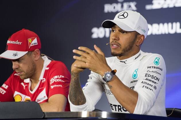 28.10.2017 - Qualifying, press conference PK Pressekonferenz Sebastian Vettel (GER) Scuderia Ferrari SF70H and Lewis Hamilton (GBR) Mercedes AMG F1 W08 Mexican Grand Prix, Mexico City 26 - 29 October 2017 28.10.2017 - Qualifying, Press conference, Sebastian Vettel (GER) Scuderia Ferrari SF70H and Lewis Hamilton (GBR) Mercedes AMG F1 W08 