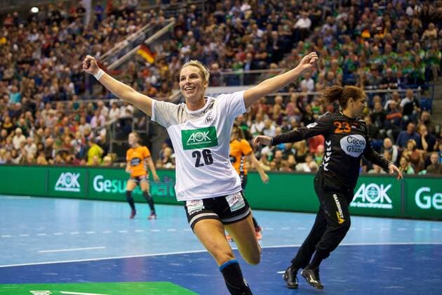 Handball Magdeburg 28 10 2017 Internationals National Team DHB Women Germany GER Netherlands NED Angie Geschke Germany No 26 Jubilation