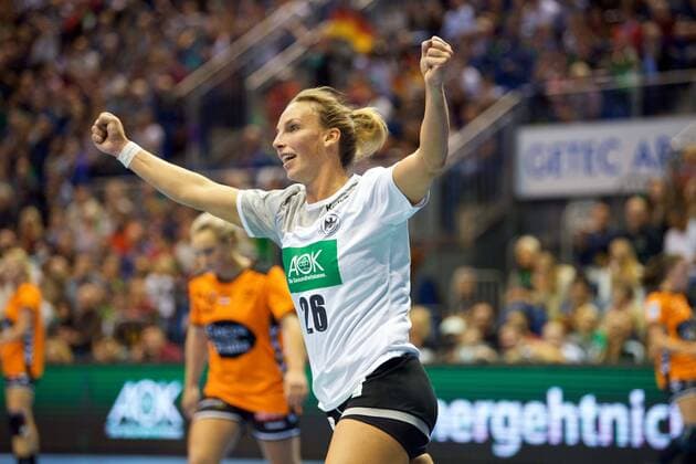 Handball Magdeburg 28 10 2017 Internationals National Team DHB Women Germany GER Netherlands NED Angie Geschke Germany No 26 Jubilation