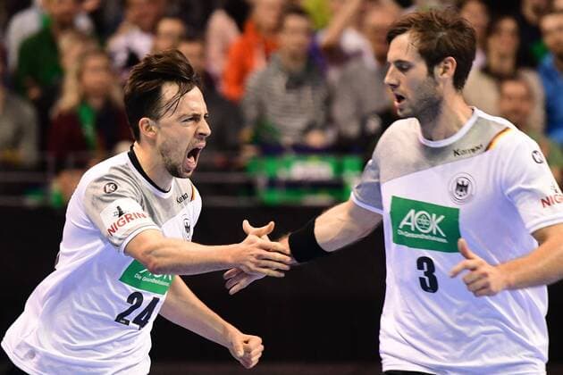 Germany Berlin Max Schmeling Halle Handball Mens National Team Season 2017 2018 Germany GER Spain ESP Patrick Groetzki Uwe Gensheimer GER