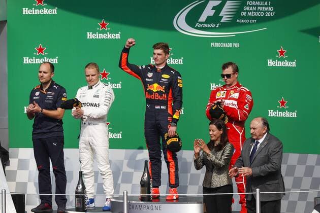 Motorsports: FIA Formula One World Championship WM Weltmeisterschaft 2017, Grand Prix of Mexico, 77 Valtteri Bottas (FIN, Mercedes AMG Petronas F1 Team), 33 Max Verstappen (NLD, Red Bull Racing), 7 Kimi Raikkonen (FIN, Scuderia Ferrari), Mexico-City Mexico
