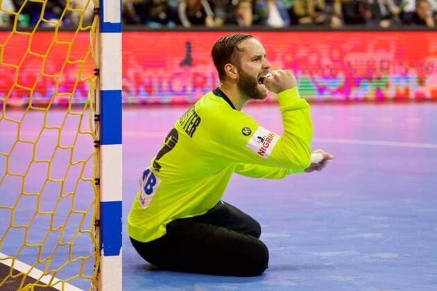 Handball Berlin 29 10 2017 National team DHB Germany GER Spain ESP Silvio Heinevetter Germany TW No 12 Jubel