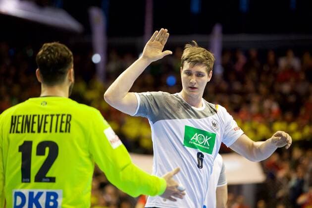 Handball Berlin 29 10 2017 National team DHB Germany GER Spain ESP Finn Lemke Germany No 06 Silvio Heinevetter Germany TW No 12 Jubel