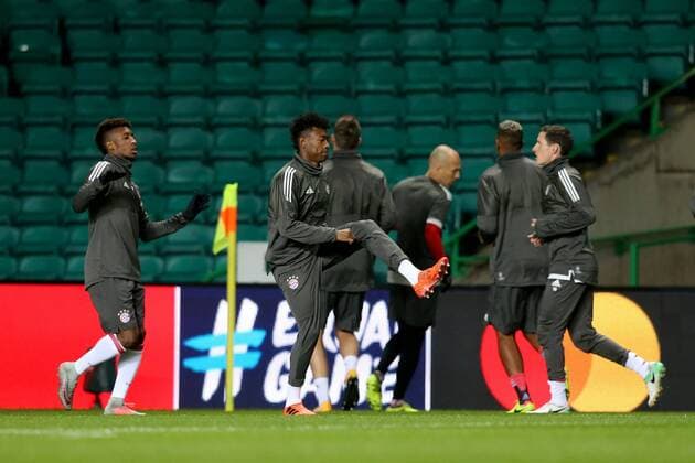 Kingsley Coman FC Bayern Munich 29 David Alaba FC Bayern Muenchen 27 warm-up Training Celtic Glasgow vs Bayern Munich Champions League Football 30 10 2017 Glasgow Copyright: xLanger Eibner-Pressefotox EP_HLR