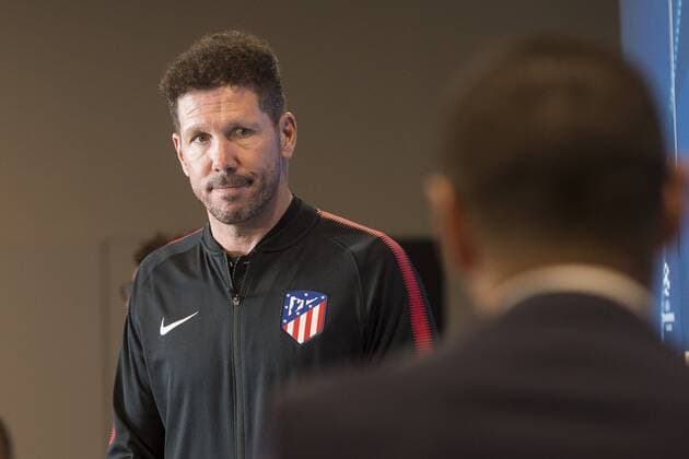 Atletico de Madrid coach Diego Simeone during press conference PK Pressekonferenz day before UEFA Champions League match between FK Qarabag and Atletico de Madrid at Wanda Metropolitano in Madrid, Spain. October 30, 2017.  (20171030003)