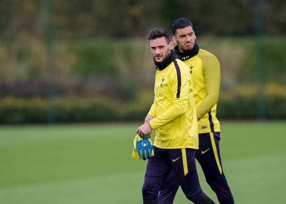 Hugo Lloris of Tottenham Hotspur and Paulo Gazzaniga of Tottenham Hotspur during training on the eve of the UEFA Champions League match between Tottenham Hotspur and Real Madrid at Wembley Stadium, London, England on 31 October 2017. Copyright: xVincexMignottx 17450024