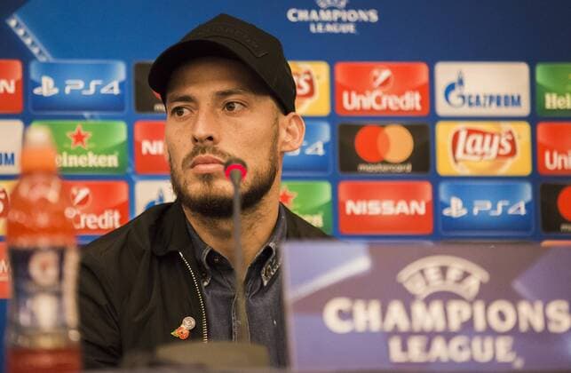 31st October 2017, San Paolo Stadium, Naples, Italy; UEFA Champions League; Pre Match press conference PK Pressekonferenz SSC Napoli versus Manchester City; Midfielder David Silva of Manchester City looks on during the press conference  ActionPlus11946577