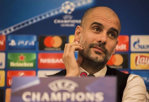 31st October 2017, San Paolo Stadium, Naples, Italy; UEFA Champions League; Pre Match press conference PK Pressekonferenz SSC Napoli versus Manchester City; Head Coach Josep Guardiola of Manchester City looks on during the pre match press conference  ActionPlus11946584