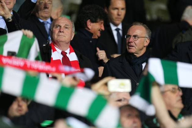 l r President Uli Hoeness FC Bayern Muenchen and Chairman Karl Heinz Rummenigge FC Bayern Muenchen Celtic Glasgow vs FC Bayern Muenchen Football Preliminary Round Champions League 31 10 2017 Glasgow Glasgow Scotland Copyright: xkolbert-press ChristianxKolbertx