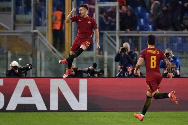 Esultanza Gol Stephan El Shaarawy Roma Goal celebration Roma 31-10-2017 Stadio Olimpico Calcio Uefa Champions League 2017 2018 Group C AS Roma - Chelsea Foto Andrea Staccioli Insidefoto andreaxstaccioli