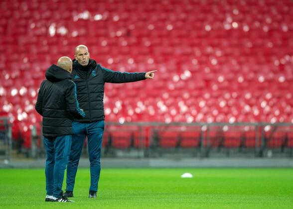 ZinŽdine Zidane manager of Real Madrid during training on the eve of the UEFA Champions League match between Tottenham Hotspur and Real Madrid at Wembley Stadium, London, England on 31 October 2017. Copyright: xVincexMignottx 17450041