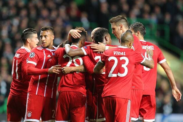 0 1 James Rodriguez 11 FC Bayern Munich Corentin Tolisso 24 FC Bayern Munich Arturo Vidal 23 FC Bayern Munich Niklas Suele 4 FC Bayern Munich Celtic FC Bayern Muenchen Soccer Preliminary Round Champions League 31 10 2017 Glasgow Glasgow Scotland Copyright: xkolbert-press ChristianxKolbertx