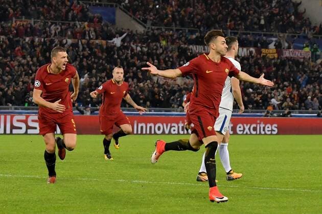 Esultanza dopo il gol di Stephan El Shaarawy Roma. Goal celebration. Roma 31-10-2017 Stadio Olimpico Champions League, Fase a gironi. AS Roma - Chelsea Foto Antonietta Baldassarre Insidefoto AntoxBaldassarre