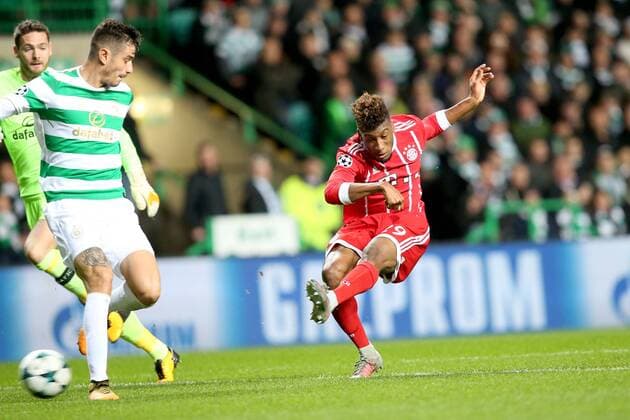 Nir Bitton Celtic Glasgow 6 Kingsley Coman FC Bayern Muenchen 29 0 0 Celtic Glasgow vs Bayern Munich Champions League Football 31 10 2017 Glasgow Copyright: xLanger Eibner-Pressefotox EP_HLR