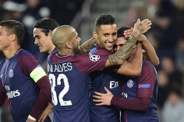 joie des joueurs du PSG apres le but de VERRATTI Marco PSG FOOTBALL PSG vs Anderlecht Ligue des Champions 31 10 2017 JBAutissier Panoramic 