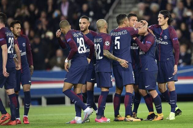 joie des joueurs du PSG apres le but de VERRATTI Marco PSG FOOTBALL PSG vs Anderlecht Ligue des Champions 31 10 2017 JBAutissier Panoramic 