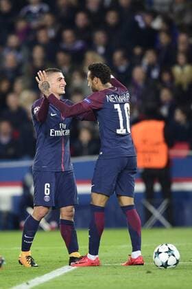 joie des joueurs du PSG apres le but de VERRATTI Marco PSG FOOTBALL PSG vs Anderlecht Ligue des Champions 31 10 2017 JBAutissier Panoramic 