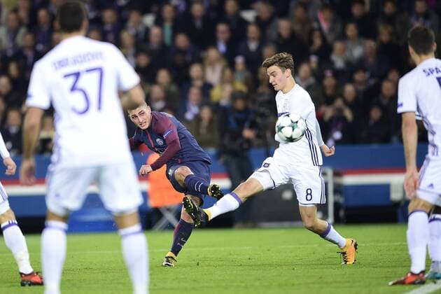 Bilder des Tages - SPORT but de VERRATTI Marco PSG FOOTBALL PSG vs Anderlecht Ligue des Champions 31 10 2017 JBAutissier Panoramic 