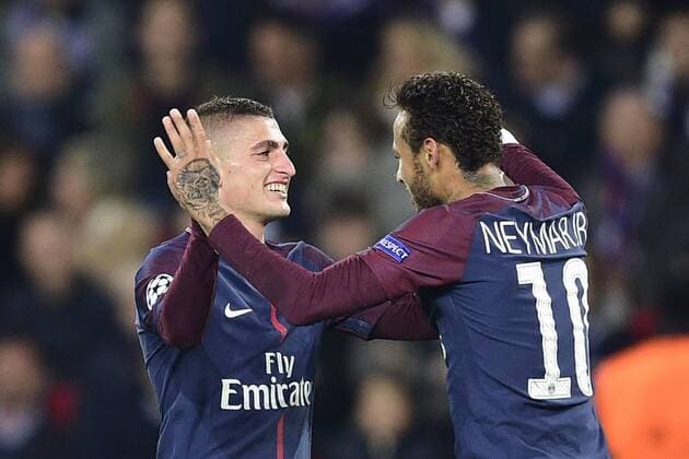 joie des joueurs du PSG apres le but de VERRATTI Marco PSG FOOTBALL PSG vs Anderlecht Ligue des Champions 31 10 2017 JBAutissier Panoramic 