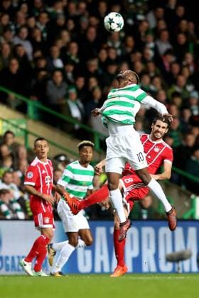Moussa Dembele Celtic Glasgow 10 Javier Martinez Bayern Munich 8 Celtic Glasgow vs Bayern Munich Champions League Football 31 10 2017 Glasgow Copyright: xLanger Eibner-Pressefotox EP_HLR