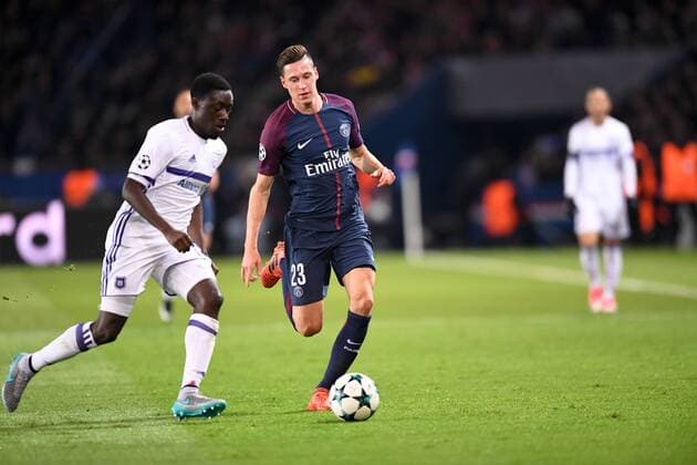 23 JULIAN DRAXLER psg 12 Dennis Appiah and FOOTBALL Paris SG vs Anderlecht Ligue des Champions 31 10 2017 AnthonyBIBARD FEP Panoramic 