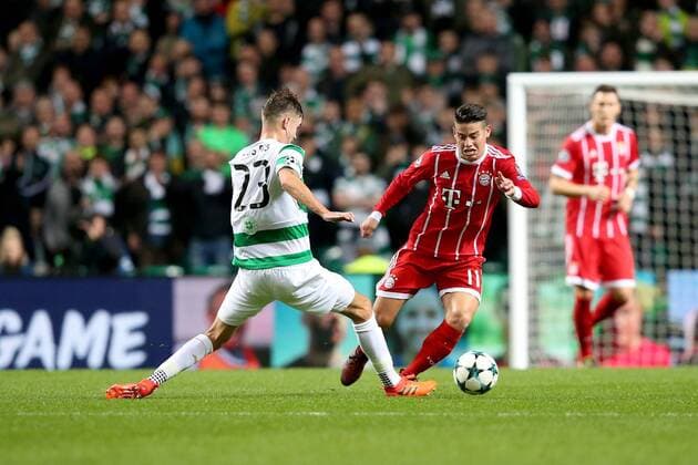 Mikael Lustig Celtic Glasgow 23 James Rodriguez Bayern Munich 11 Celtic Glasgow vs Bayern Munich Champions League Football 31 10 2017 Glasgow Copyright: xLanger Eibner-Pressefotox EP_HLR