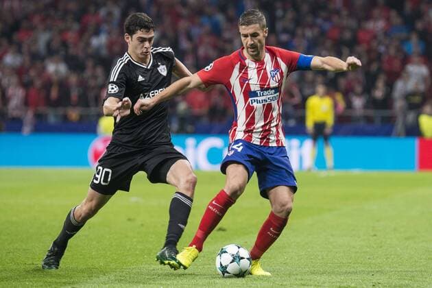 Atletico de Madrid Ramil Sheidaev and Qarabag Gabi Fernandez during UEFA Champions League match between FK Qarabag and Atletico de Madrid at Wanda Metropolitano in Madrid, Spain. October 31, 2017.  (20171031033)