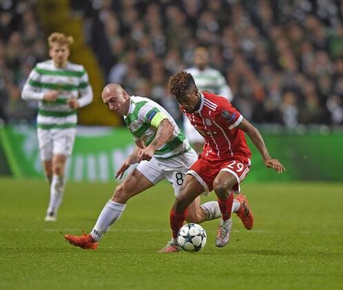 31 10 2017 Football UEFA Champions League 2017 2018 Group stage 4 Gameday Celtic Glasgow FC Bayern Munich in Celtic Park Stadium Glasgow Scotland v left Scott Brown Celtic against Kingsley Coman Bayern Munich