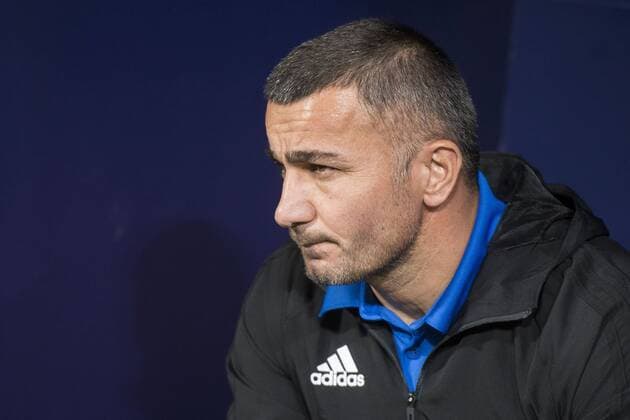 Qarabag coach Gurban Gurbanov during UEFA Champions League match between FK Qarabag and Atletico de Madrid at Wanda Metropolitano in Madrid, Spain. October 31, 2017.  (20171031002)