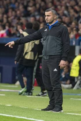 Qarabag coach Gurban Gurbanov during UEFA Champions League match between FK Qarabag and Atletico de Madrid at Wanda Metropolitano in Madrid, Spain. October 31, 2017.  (20171031023)