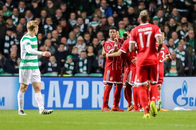 Glasgow Scotland 31 10 2017 UEFA Champions League 2017 18 Season Group Stage Group B Matchday 4 Celtic Glasgow FC Bayern Muenchen Goal to 0 1 Goalkeeper Kingsley Coman FCB are going down DeFodi048