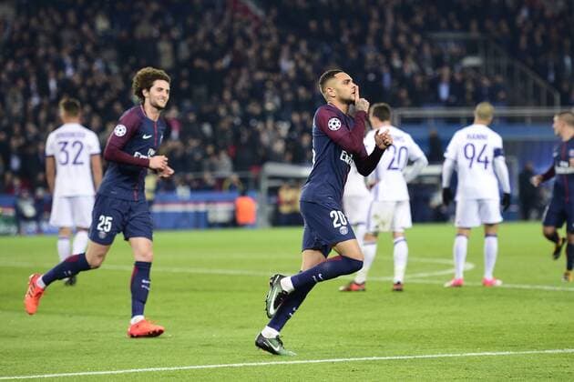 joie des joueurs du PSG apres le but de KURZAWA Layvin PSG FOOTBALL PSG vs Anderlecht Ligue des Champions 31 10 2017 JBAutissier Panoramic 