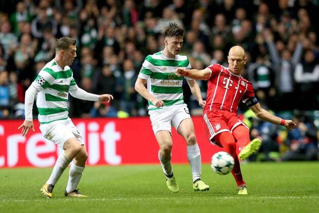 Callum McGregor Celtic Glasgow 42 Nir Bitton Celtic Glasgow 6 Arjen Robben Bayern Munich 10 Celtic Glasgow vs Bayern Munich Champions League Football 31 10 2017 Glasgow Copyright: xLanger Eibner-Pressefotox EP_HLR
