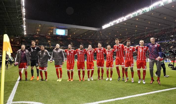 31 10 2017 Football UEFA Champions League 2017 2018 Group Stage 4 Gameday Celtic Glasgow FC Bayern Munich at Celtic Park Stadium Glasgow Scotland Final victory of the Bayern players after winning and qualifying for the knockout round of the Champions League
