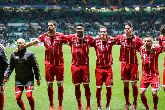 Arjen Robben 10 Bayern Munich Javi Martinez 8 FC Bayern Munich David Alaba 27 FC Bayern Munich Sebastian Rudy 19 FC Bayern Munich James Rodriguez 11 FC Bayern Munich Rafinha 13 FC Bayern Munich Celtic Glasgow vs FC Bayern Muenchen Football Preliminary Round Champions League 31 10 2017 Glasgow Glasgow Scotland Copyright: xkolbert-press ChristianxKolbertx