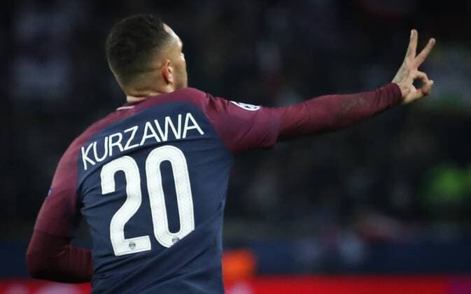 PSG s Layvin Kurzawa celebrates after scoring during a soccer game between French team Paris Saint-Germain Football Club and Belgian club RSC Anderlecht, Tuesday 31 October 2017 in Paris, France, the fourth match in the group stage (Group B) of the UEFA Champions League competition. VIRGINIExLEFOUR  x05193184x