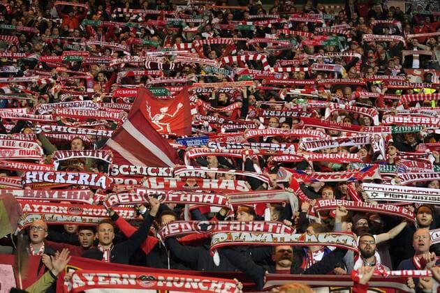 31 10 2017 Football UEFA Champions League 2017 2018 Group Stage 4 Gameday Celtic Glasgow FC Bayern Munich at Celtic Park Stadium Glasgow Scotland Thousands of Bayern fans support the team