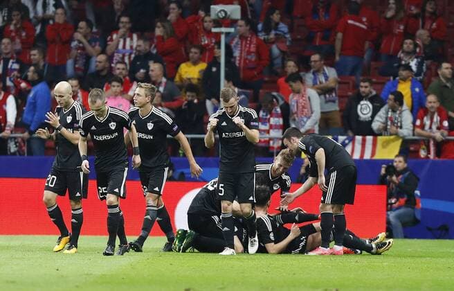 PARTIDO FASE DE GRUPOS CHAMPIONS LEAGUE GRUPO C ENTRE EL ATLETICO DE MADRID Y EL QARABAG. 